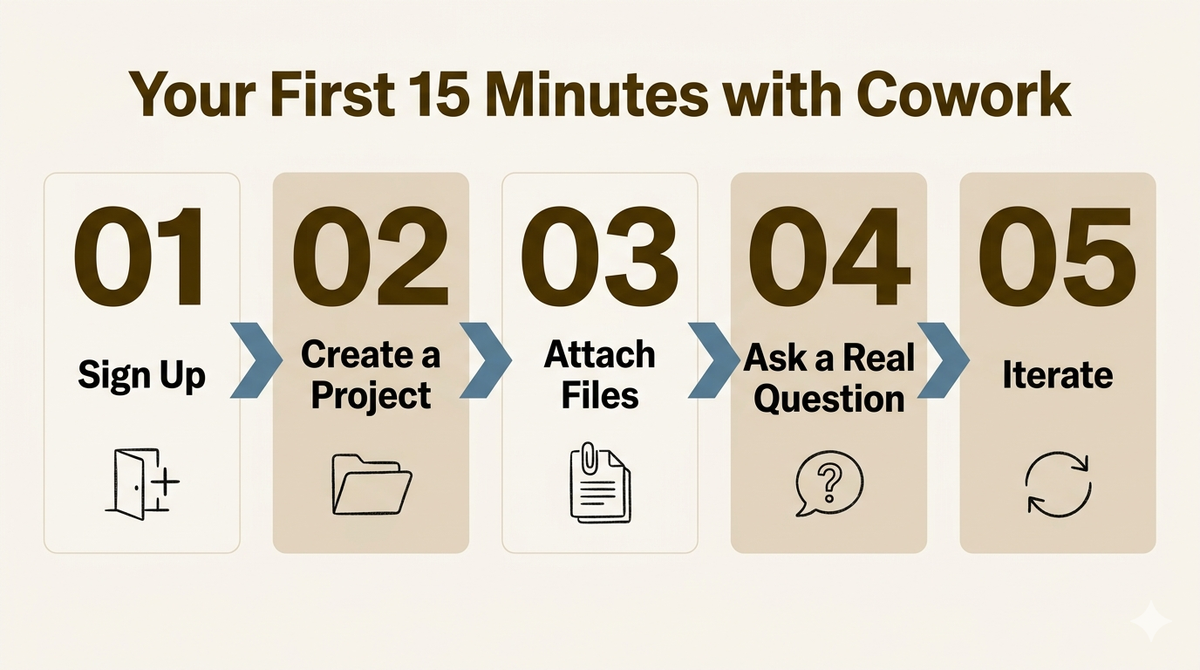 Your first fifteen minutes with Cowork, step by step.